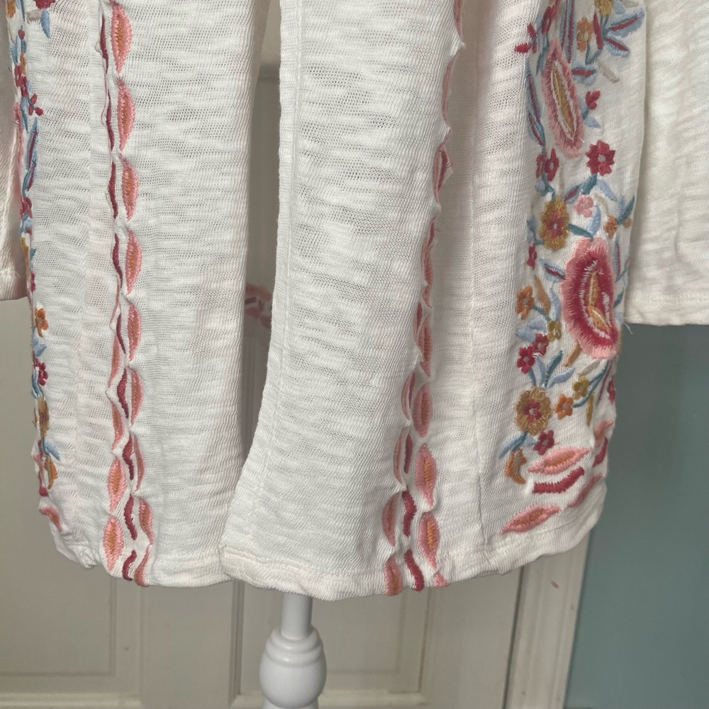 Soft Surroundings Embroidered Hoodie Sweater Small Cotton Boho Cottagecore - Picture 6 of 15